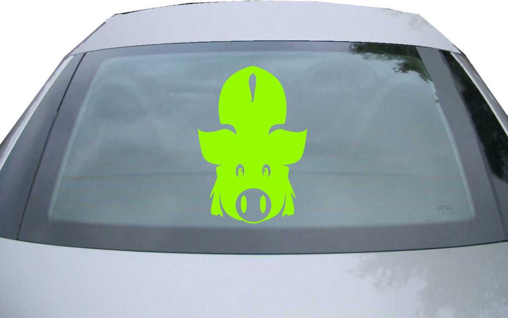 Indigos UG - Aufkleber Heckscheibe & Motorklappe DE7015 - neongrün - 600x415 mm - Geiles Schwein - DU Sau - Auto Scheiben Fenster Heckklappe Tunin...