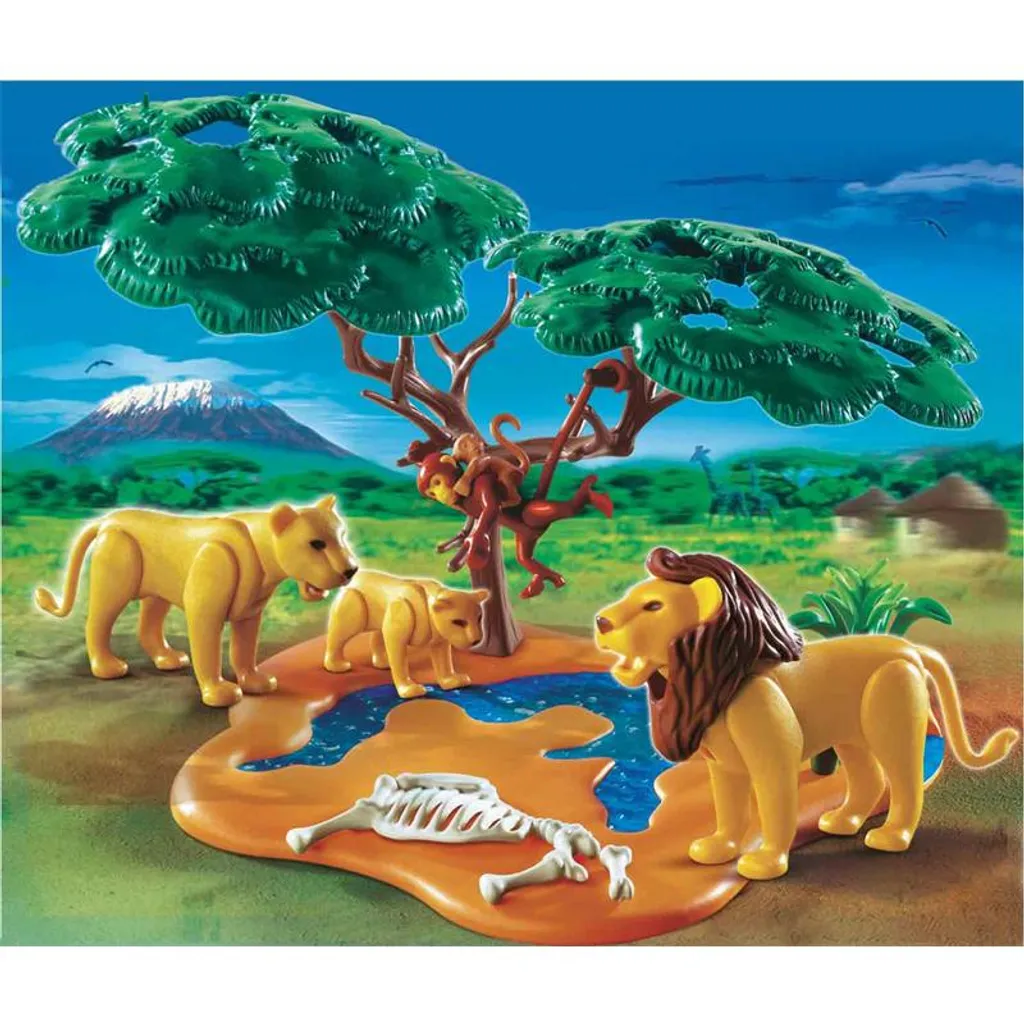 PLAYMOBIL 4830 Famille de lions avec arbre à singes et figurines savane