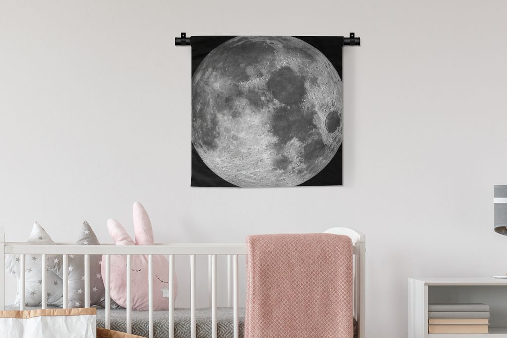 MuchoWow Wandteppich Wandbehang Weltraum - Mond - Nacht 60x60 cm Tapisserie Dekoration Wandtuch - Dekorationen - Wand Decke