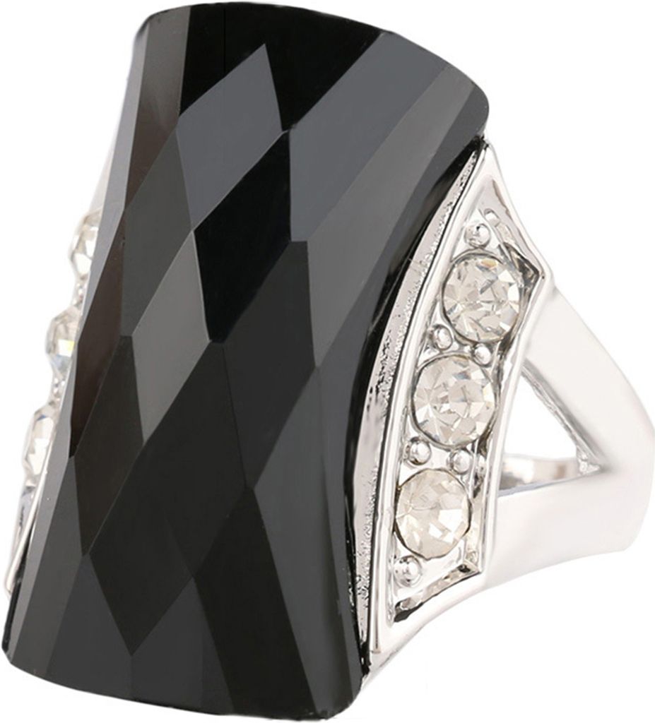 Frauen Böhmen Vintage Geometrische Harz Charme Strass Ring Finger Schmuck Geschenk-Schwarz,US 10