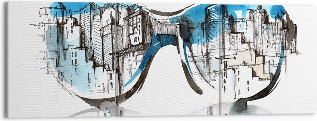Bild auf Leinwand - Leinwandbild - Gläser Fenster Gebäude Wolkenkratzer - 150x50cm - Wand Bild - Wanddeko - Leinwanddruck - Bilder - Kunstdruck -...