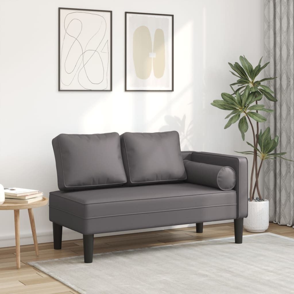 "im Angebot" Chaiselongue mit Kissen Grau Kunstleder - Recamieren CC17657
