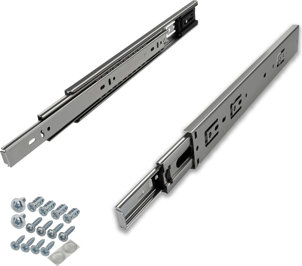 SOTECH 1 Paar (2 St.) Schubladenschienen Vollauszug Selbsteinzug Länge 750 mm Tragkraft 35 kg Höhe 45 mm inkl. Schraubenset