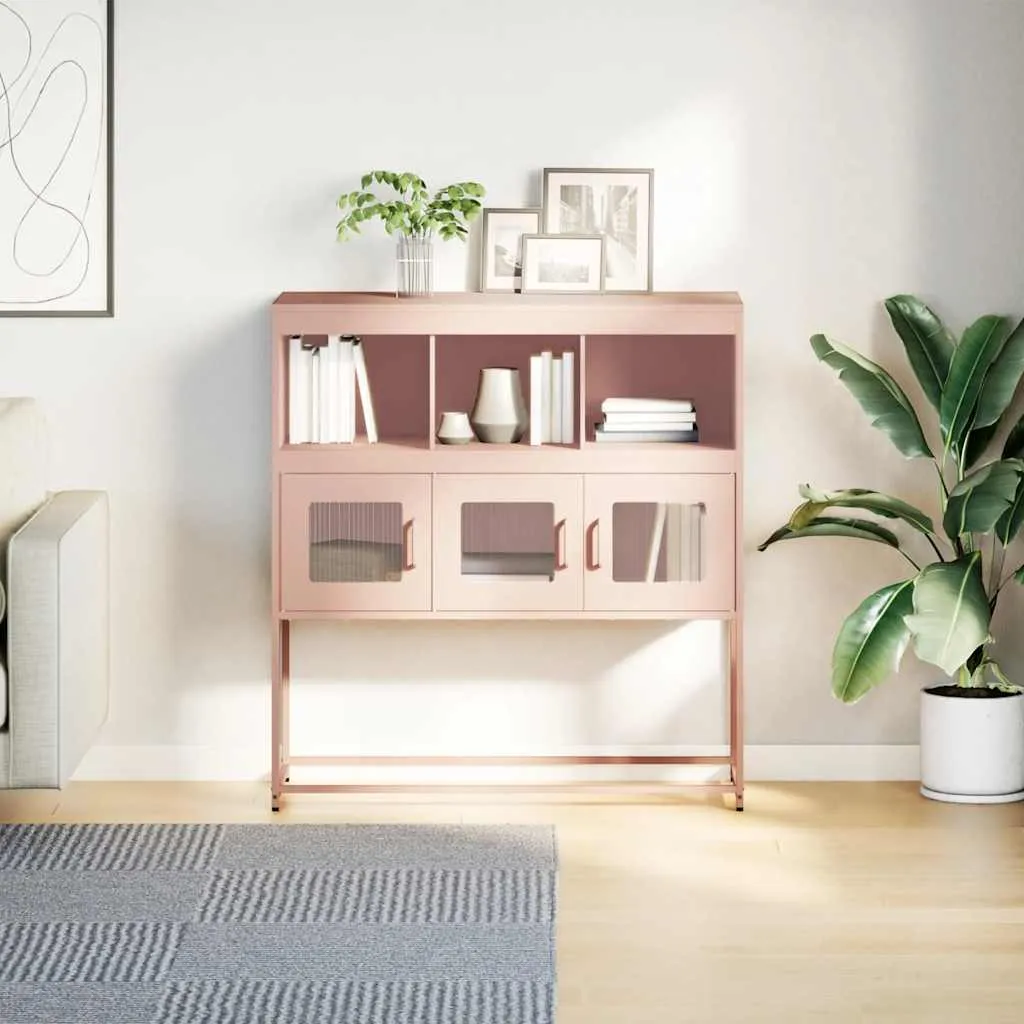 Credenza Rosa 100,5 cm Acciaio Laminato a Freddo - Vetrina Multiuso - 4
