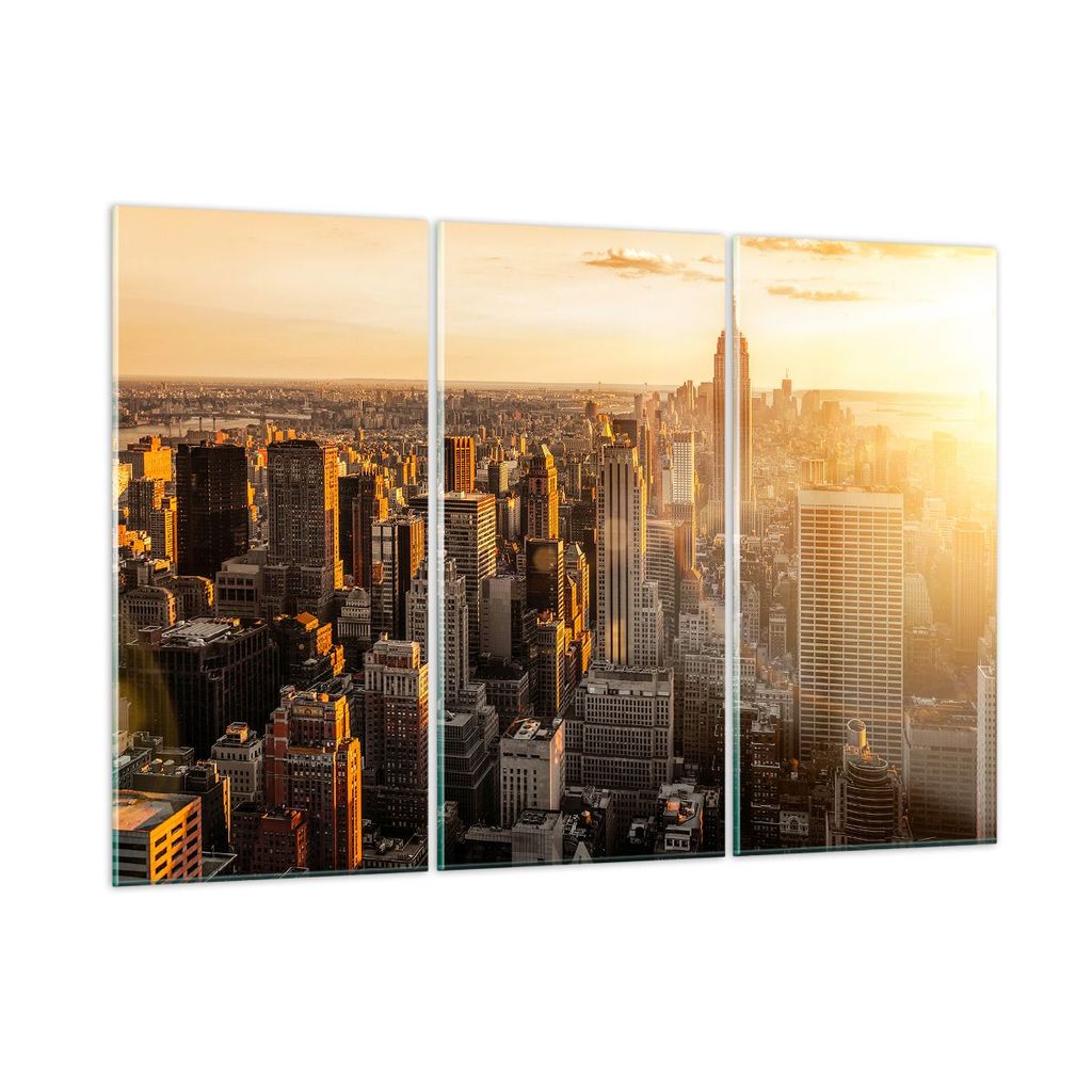 Bilder auf glas - New York Wolkenkratzer Manhattan - 165x110cm - Glasbilder - Wandbilder - Kunstdruck - Wanddekoration aus Glas - Glas Bilder - Wan...