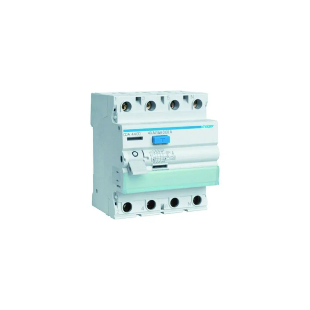 Interrupteur différentiel CDA440DY 4P 40A 30mA Hager type AC 6kA