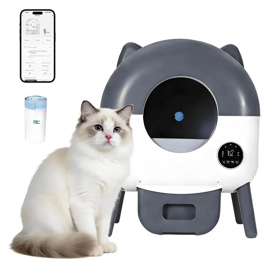 Litière automatique connectée avec système anti-odeur et suivi de santé smart