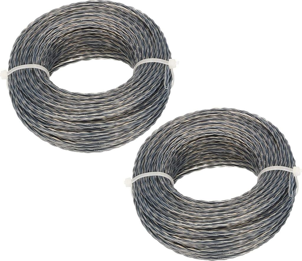 KOTARBAU 2er Set Kernverstärkter Rasentrimmerfaden 2,7 mm x 15m (30m) Fadenspule für Motorsensen Professionell