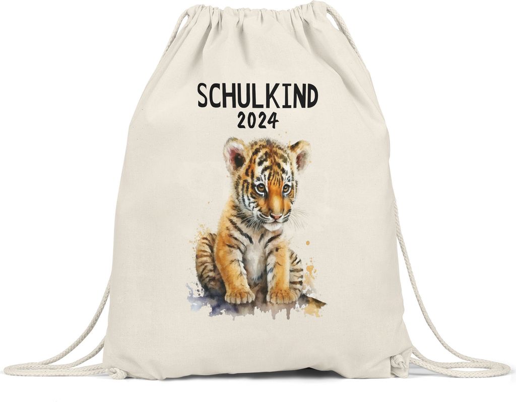 Schulkind 2024 Tiger Turnbeutel Schuleinführung Geschenk zur Einschulung Schulanfang