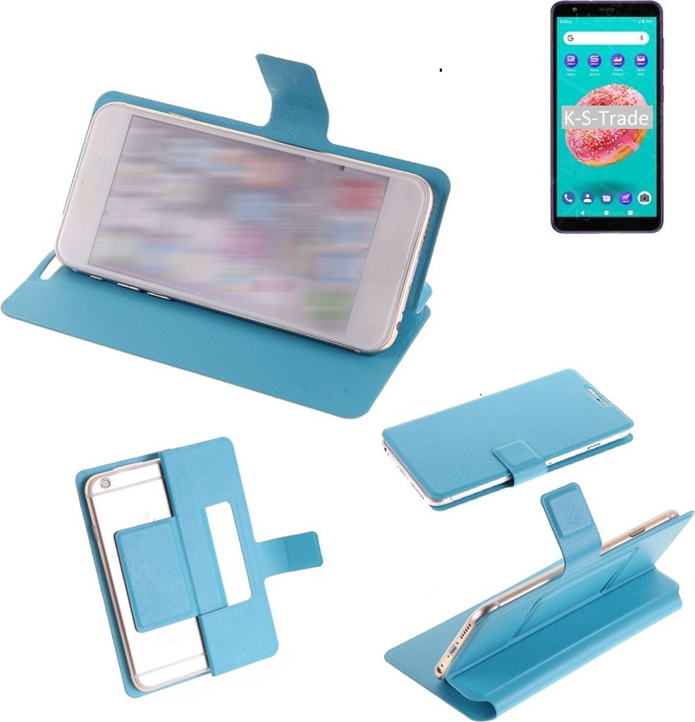 K-S-Trade Schutzhülle Handyhülle kompatibel mit ZTE Blade A3Y Flip cover Handy case Smartphone Klapphülle blau
