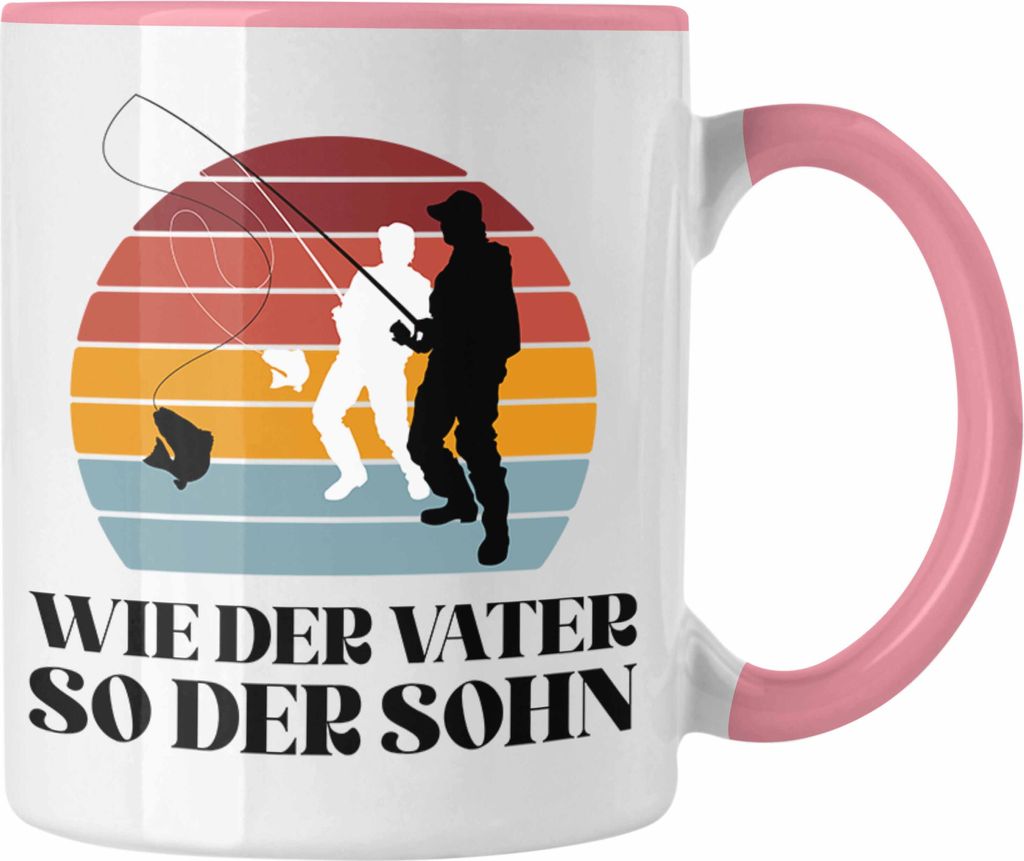 Trendation - Angler Tasse Geschenk Männer Sohn Spruch Lustig für Fischer Geschenkidee Angeln Becher (Rosa)