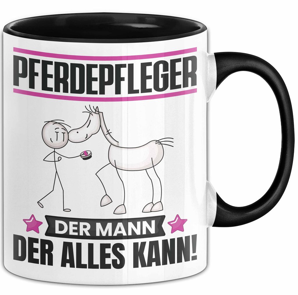 Pferdepfleger Tasse Geschenk für Pferdepfleger Der Mann Der Alles Kann Geschenkidee zum Geburtstag (Schwarz)