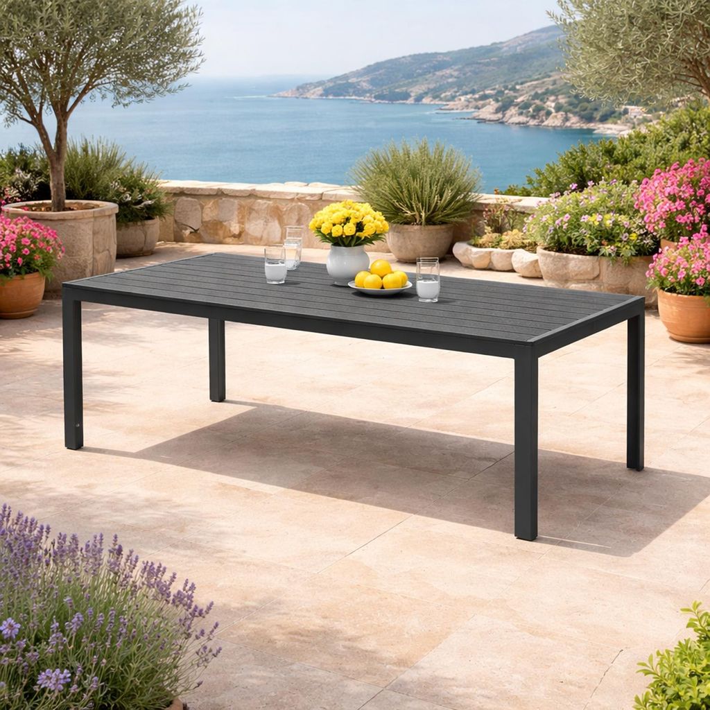 Tisch Gartentisch Aluminium Nonwood anthrazit Gartenmöbel Esstisch 150x90x74cm
