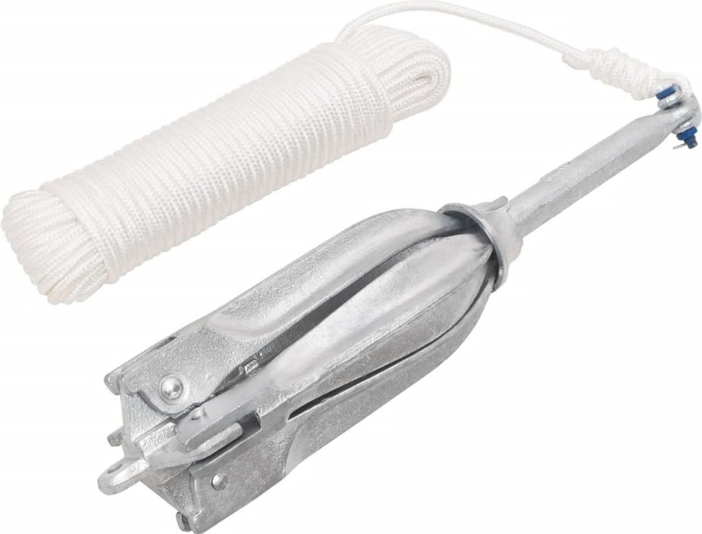 Klappanker mit Seil Silber 10 kg Feuerverzinktes Gusseisen