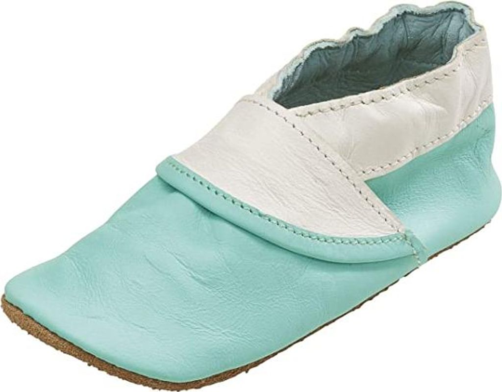 Lupilu Baby Krabbelschuhe Echtleder Atmungsaktiv chromfrei rutschfest Türkis/Weiß 20/21