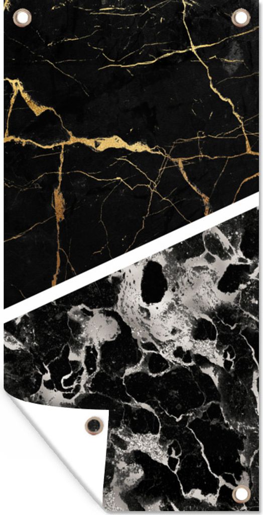 MuchoWow 30x60 cm Outdoor-Poster Gartendeko Sichtschutz Garten Poster für den Garten Marmor - Gold - Luxus