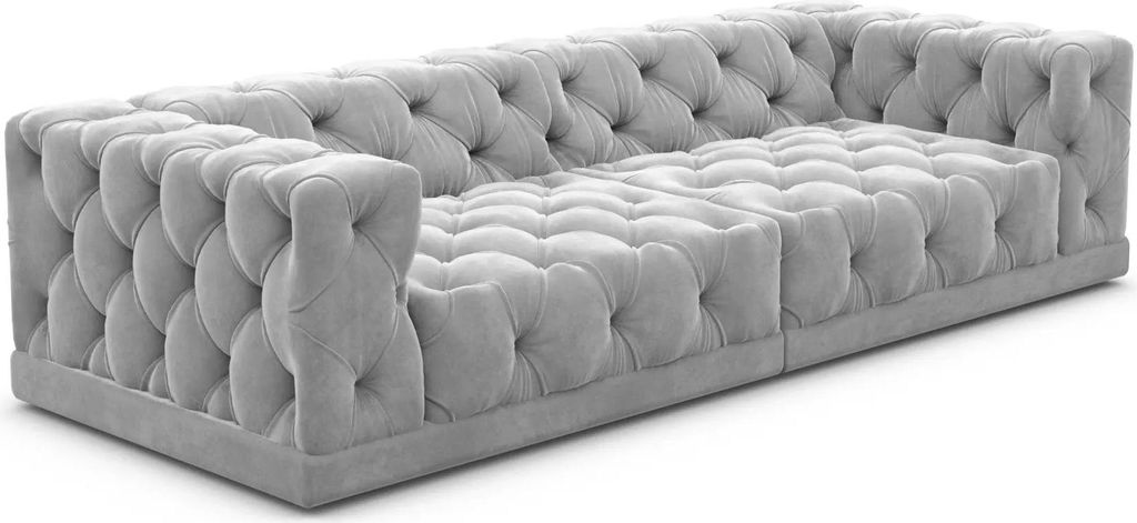 Samtstoff 4-Sitzer Couch Meliva Hellgrau