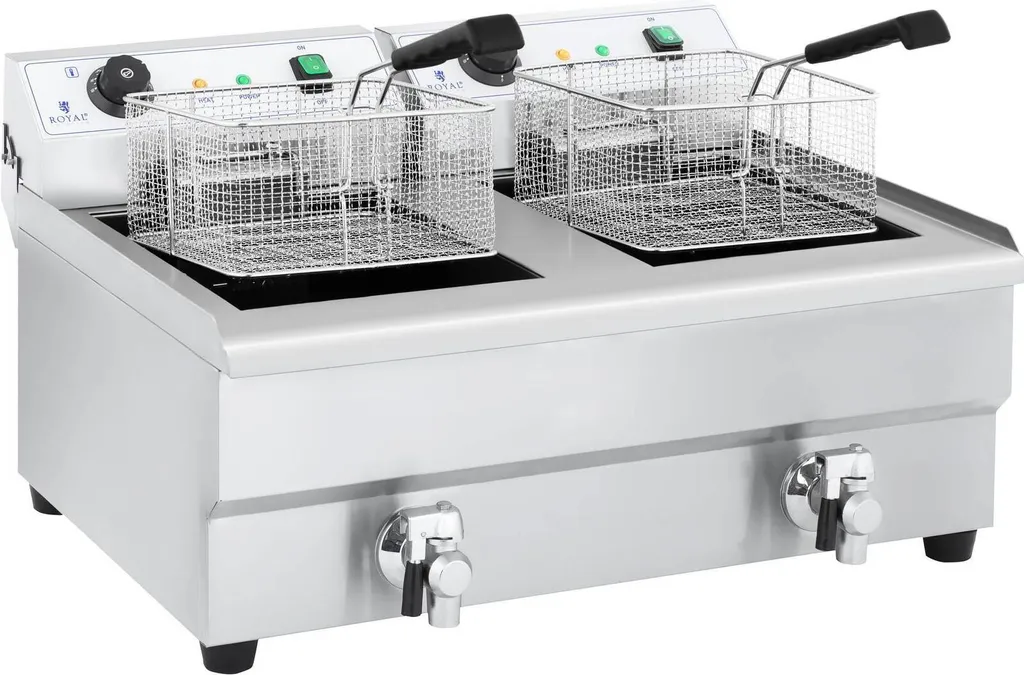 Friteuse professionnelle double 2 x 16 litres inox pour restauration