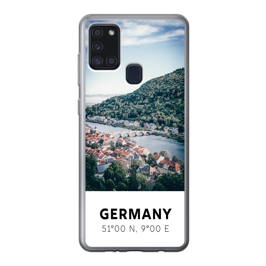 MuchoWow Handyhülle Schutzhülle Hülle für Samsung Galaxy A21s Deutschland - Heidelberg - Sommer Silikon Softcase Handy Hülle - Hartschale