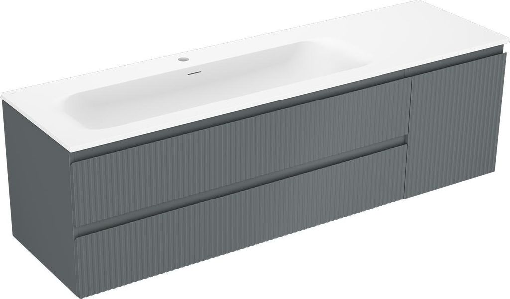 Mexen Orio Badezimmer-Unterschrank 90 cm mit Waschbecken Vela, 2 Schubladen, weiß glänzend - 91A10-09047-2-BFF00-W23M00