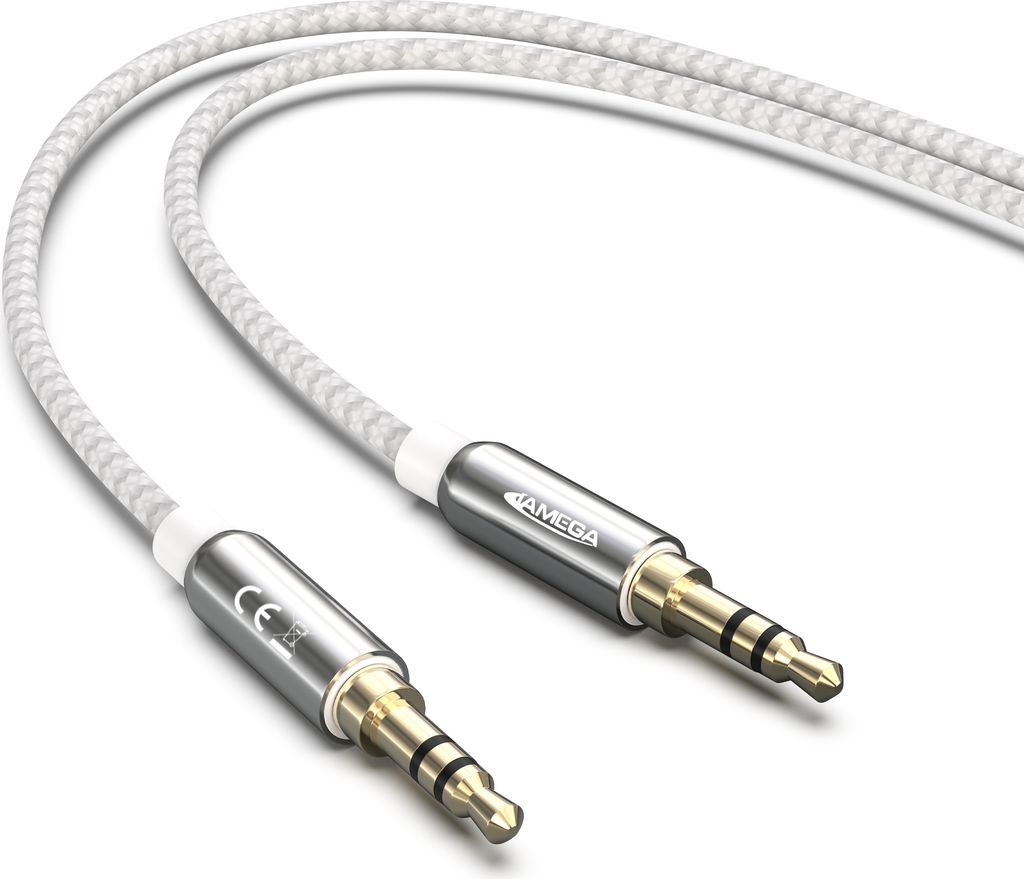 AUX Kabel 3,5mm Klinke-Stecker Klinken Stereo für iPhone TV Boxen Silber, 5m