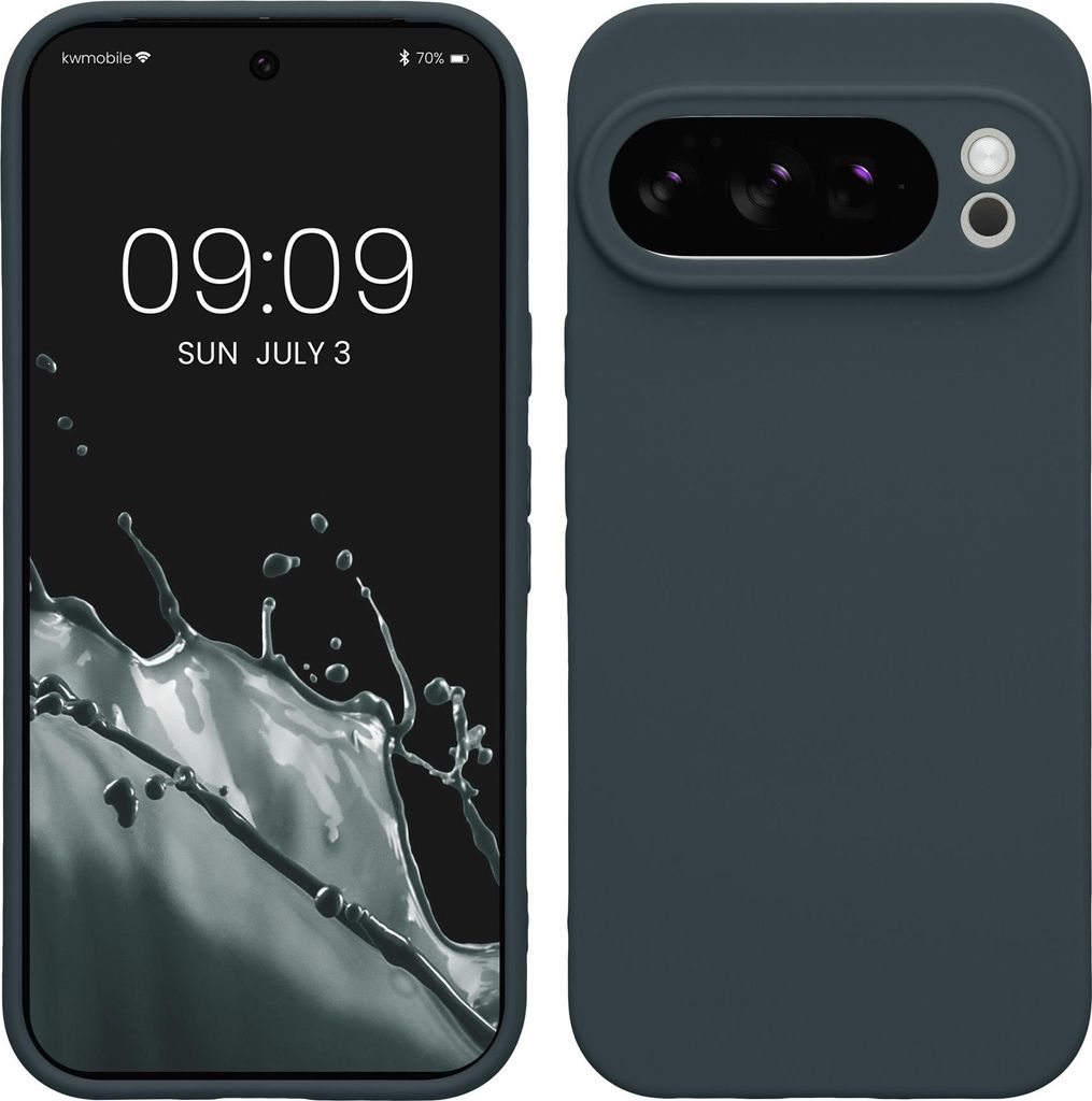 kwmobile Handyhülle kompatibel mit Google Pixel 10 Pro Hülle - Handy Case aus weichem Silikon in Dunkler Schiefer