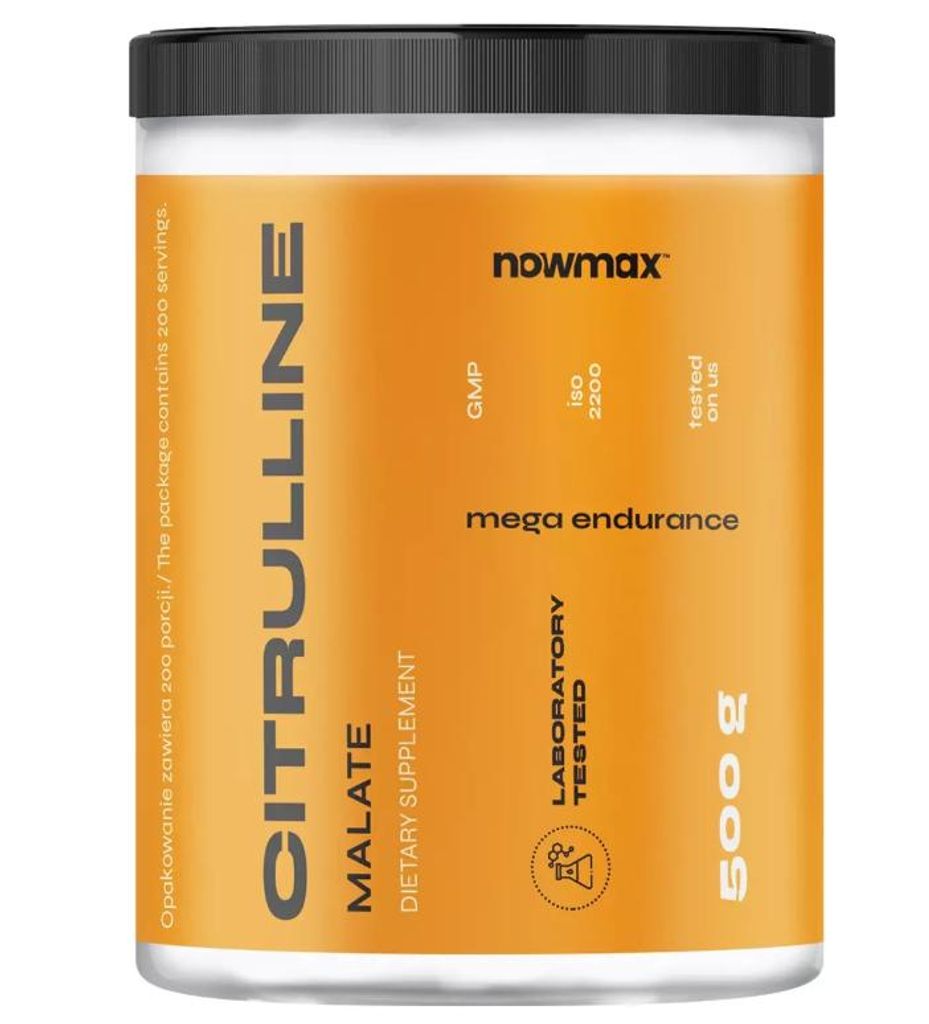 nowmax® Citrulline Malate 500 g – Citrullin Pulver Orange, Produktbild 