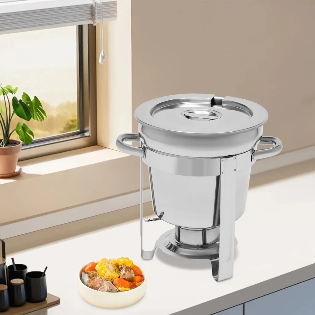 Marmite à soupe électrique 7L en acier inoxydable gris clair robuste