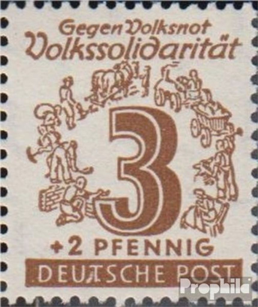 Briefmarken Sowjetische Zone (All.Bes.) 1946 Mi 138III, weiße Flecke zwischen U und T (Feld 27) gestempelt Volkssolidarität