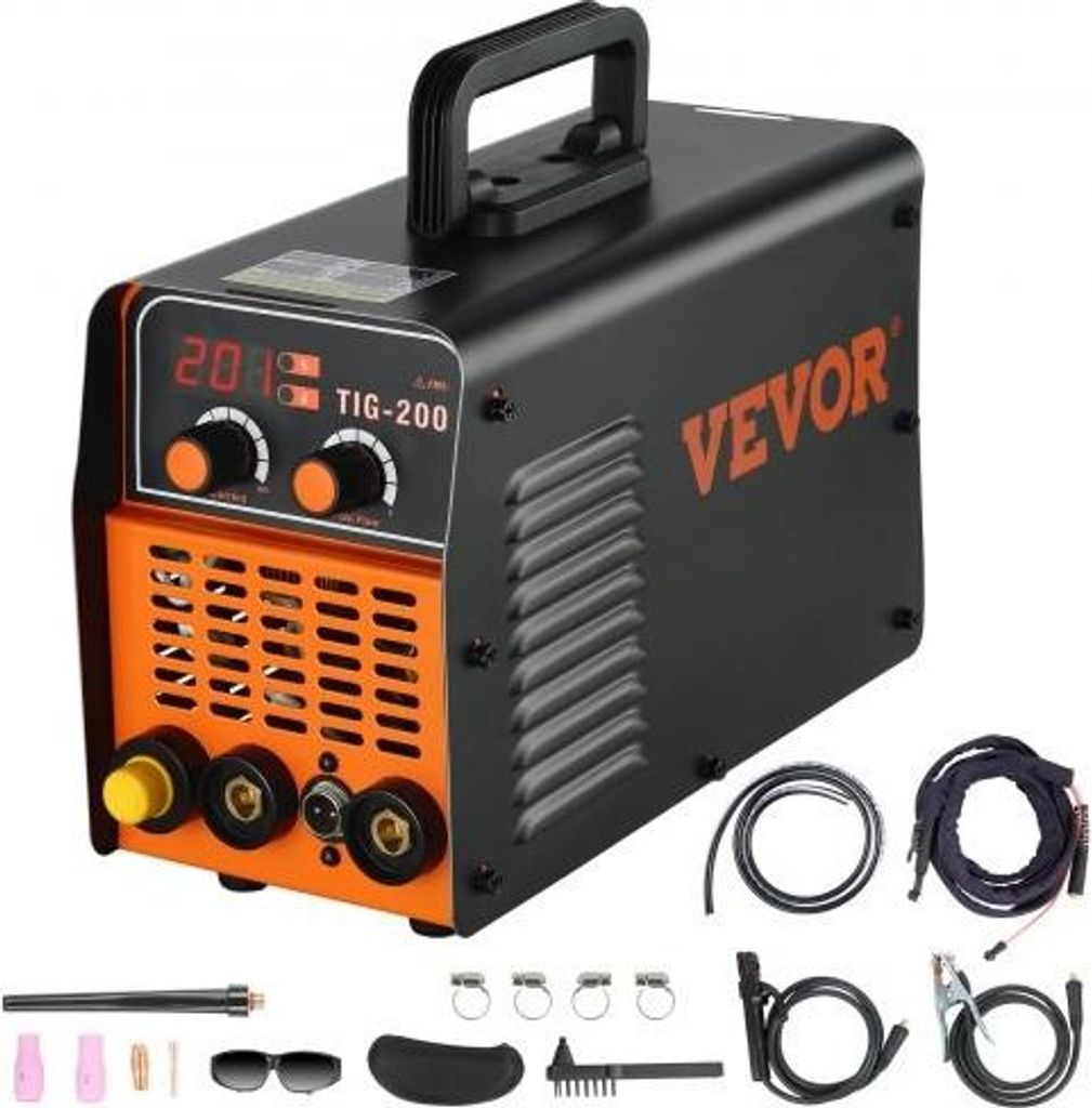 VEVOR WIG-200C WIG/MMA ARC Kombi-Schweißgerät Inverter 20-200A 40W 230V Welder, 1–3,2 mm WIG-Elektroden, 1–4 mm MMA-Elektroden, IP21 Wasserdi...