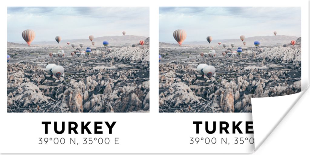 MuchoWow Poster Türkei - Kappadokien - Heißluftballon - Vintage 160x80 cm - Foto Poster