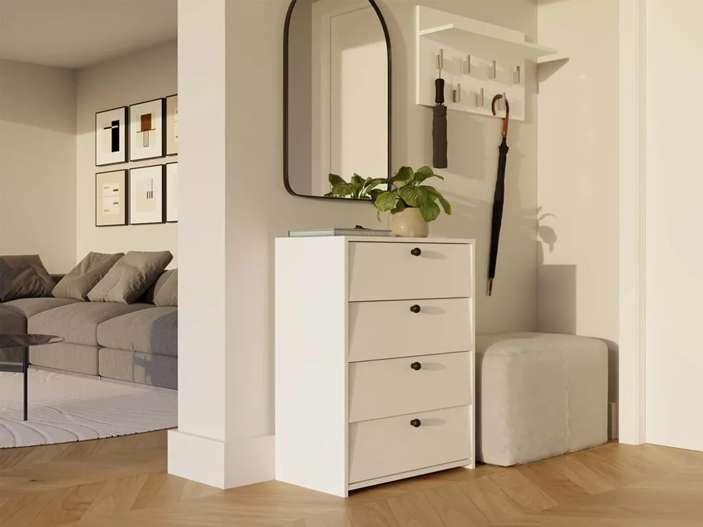 Meuble chaussures ZAYAN blanc 2 portes battantes - Rangement gain place - 14