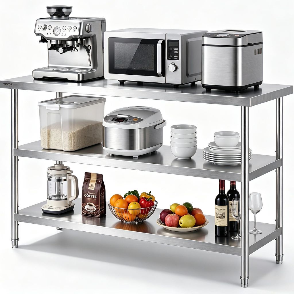 Mesa de preparación de alimentos de acero inoxidable VEVOR, Imagen del producto 