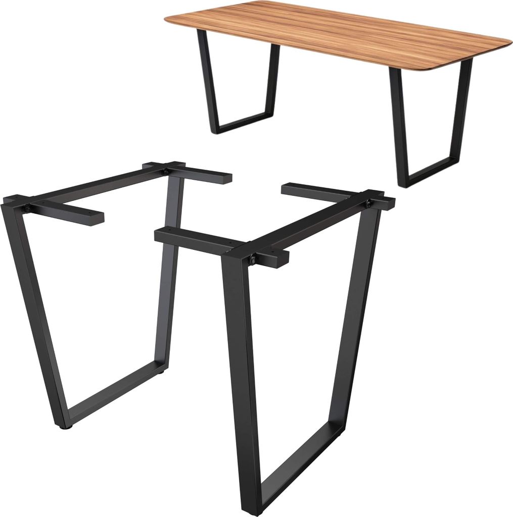 DanDiBo 2x Tischbeine Metall Schwarz 72 x 72 cm Tischgestell Höhenverstellbar 96668 Tischfüße Möbelfüße Tischkufen Esstisch Beine