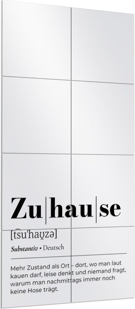 DEQORI Wandspiegel Puzzle 60x120 cm 'Zuhause - Definition' Spiegel Ganzkörperspiegel
