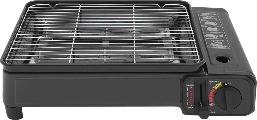 Barbecue a Gas Portatile Nero - Grill Compatto Versatile per Campeggio