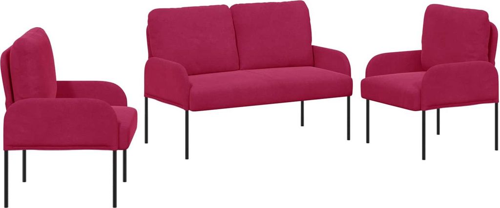 vidaXL Sofagarnituren 3 pcs Weinrot 115 x 56 x 80 cm Sperrholz