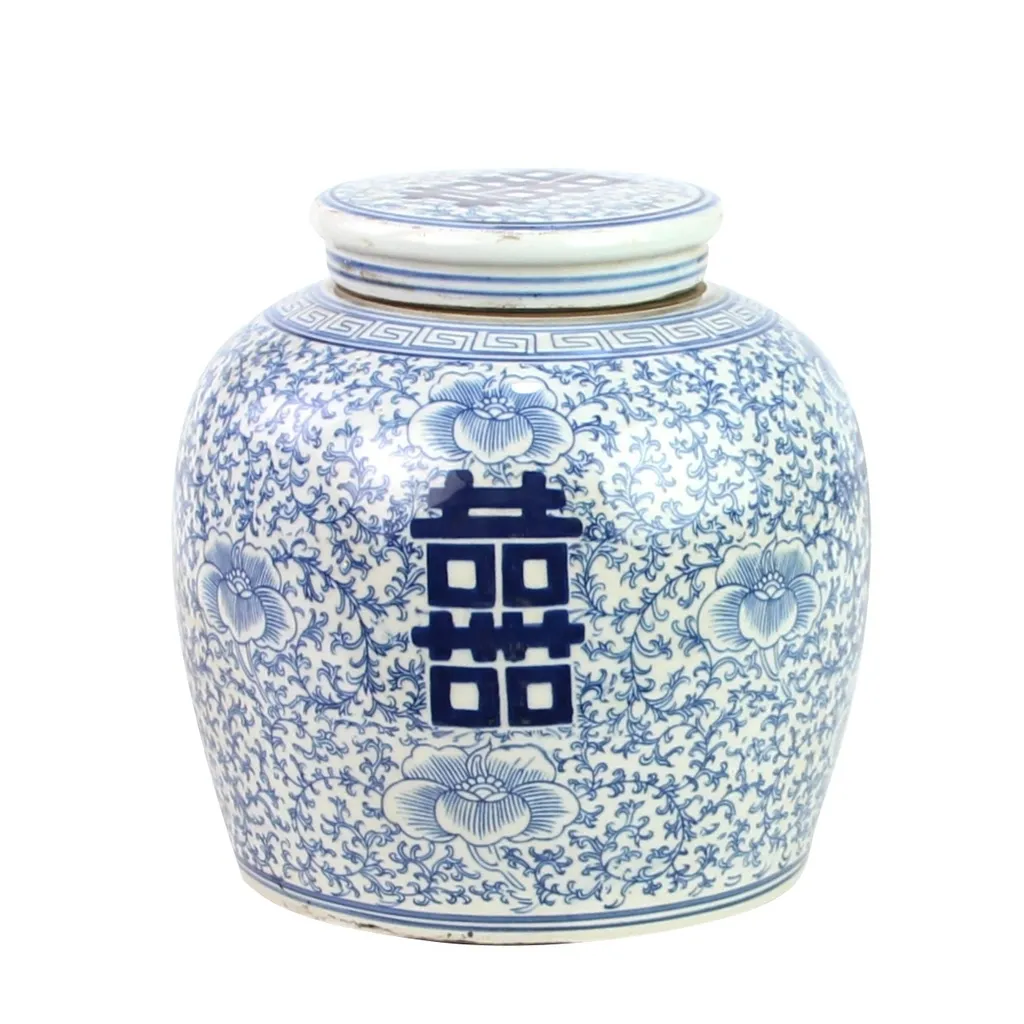 Vase de Fleurs Moderne en Céramique avec Couvercle - 22x22cm Bleu