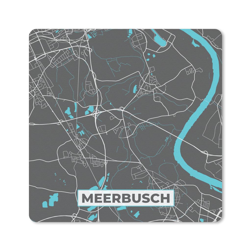 MuchoWow Mauspad Mousepad Meerbusch - Stadtplan - Blau - Karte - Deutschland 30x30 cm - Mousepads - Maus Mat - Pad - Mausunterlage - Gaming