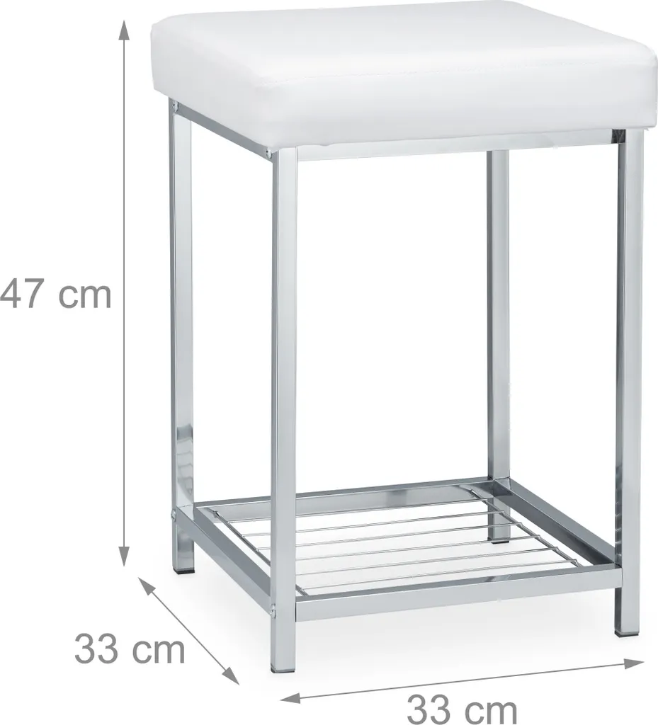 Tabouret Blanc pour Chambre et Salon - Siège Confort avec Tablette 2in1 - 4
