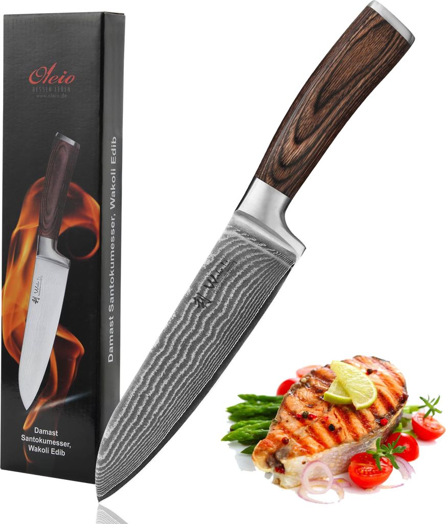 Wakoli EDIB Damasceński nóż santoku I 17cm ostrze wykonane Zdjęcie produktu 