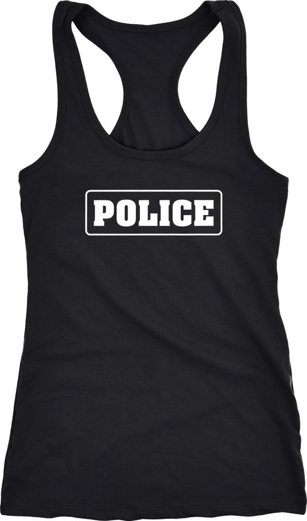 Damen Tanktop Police Polizei-Kostüm Polizistin Fun-Shirt Fasching Karneval Racerback Moonworks schwarz XL