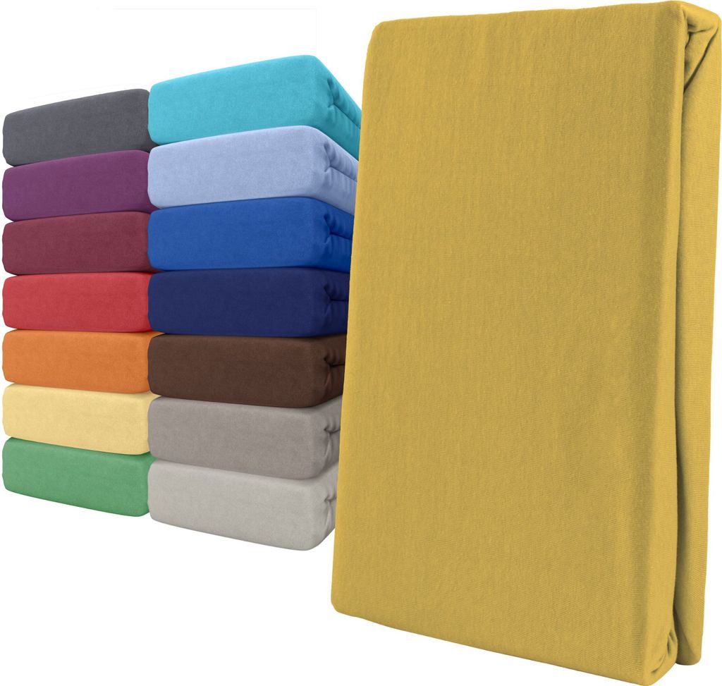 Spannbettlaken Jersey 180-200x200 Gelb 100% Baumwolle Produktbild 