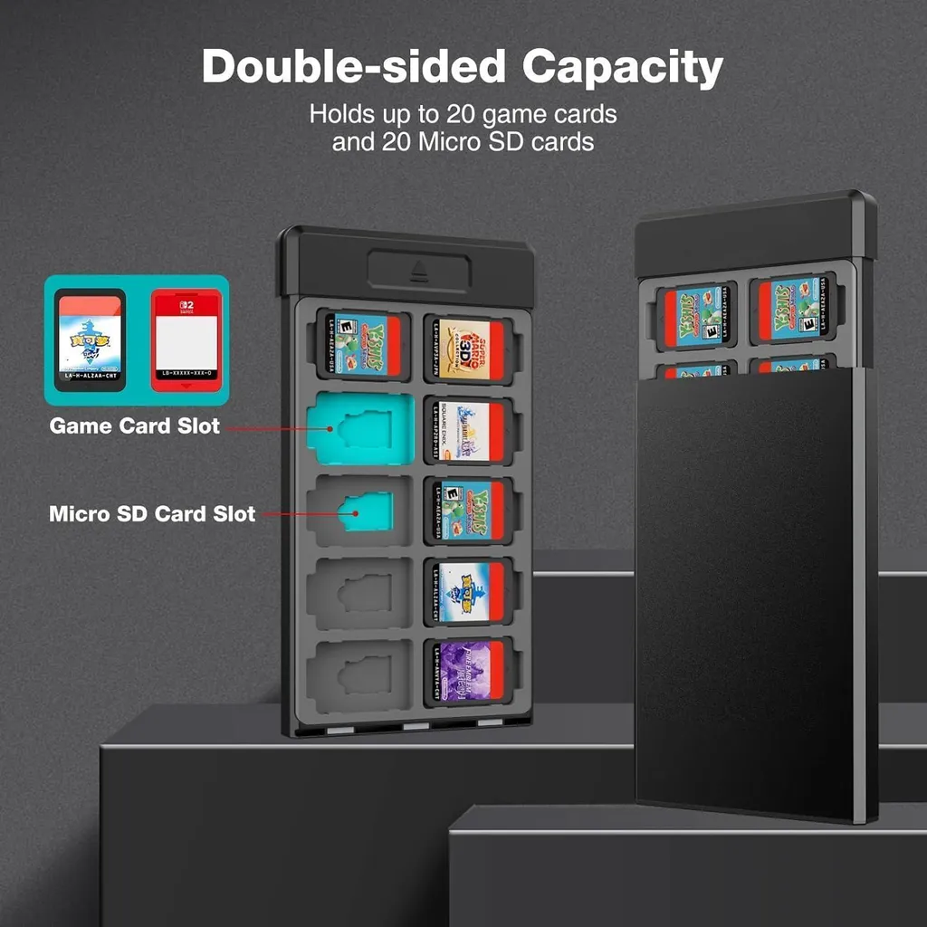 Boîtier Switch Métallique Robuste 20 Slots Jeux et 20 Micro SD Intégrés