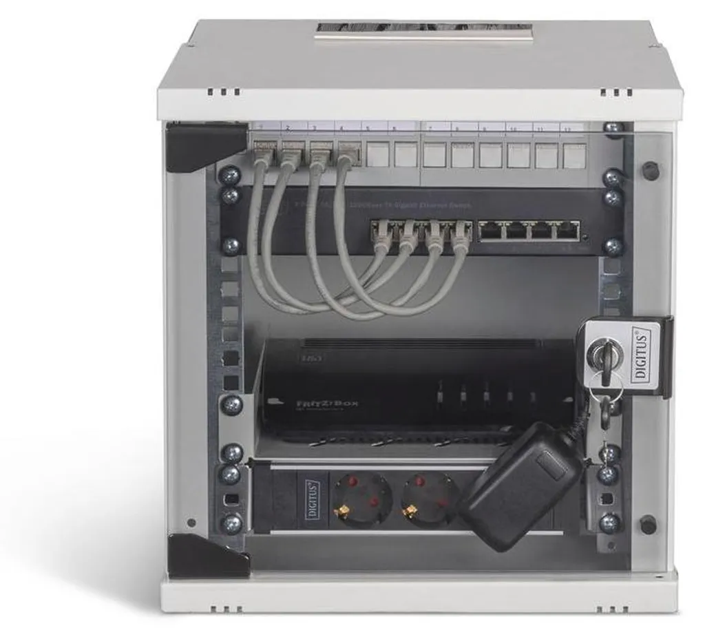 Coffret 10 Pouces 6U Digitus DN-49100-SET Châssis Compact Acier Gris
