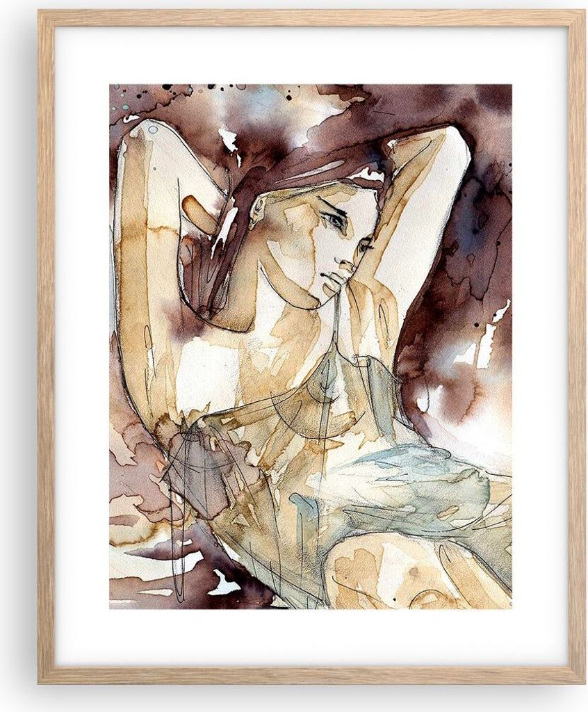 Gerahmtes Poster - Rahmen in heller Eiche - Frau Modell - 40x50 cm - Wand Bild - Wanddeko - Wandbilder - Kunstposter - Wandposter - Bilderrahmen - ...
