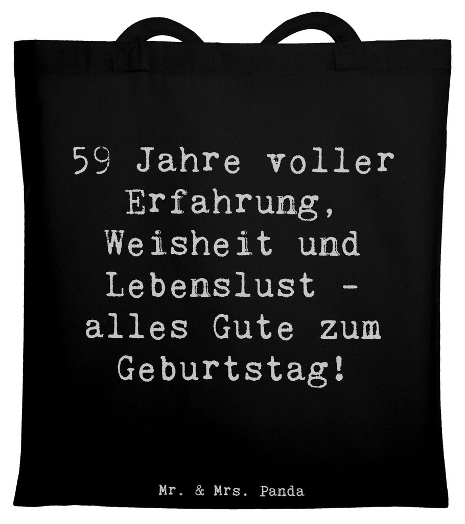 Mr. & Mrs. Panda canvas tasche Spruch 59. Geburtstag - Schwarz - Geschenk, Happy Birthday, Meilenstein, Tote Bag, Freude, Anerkennung, totebag, Geb...
