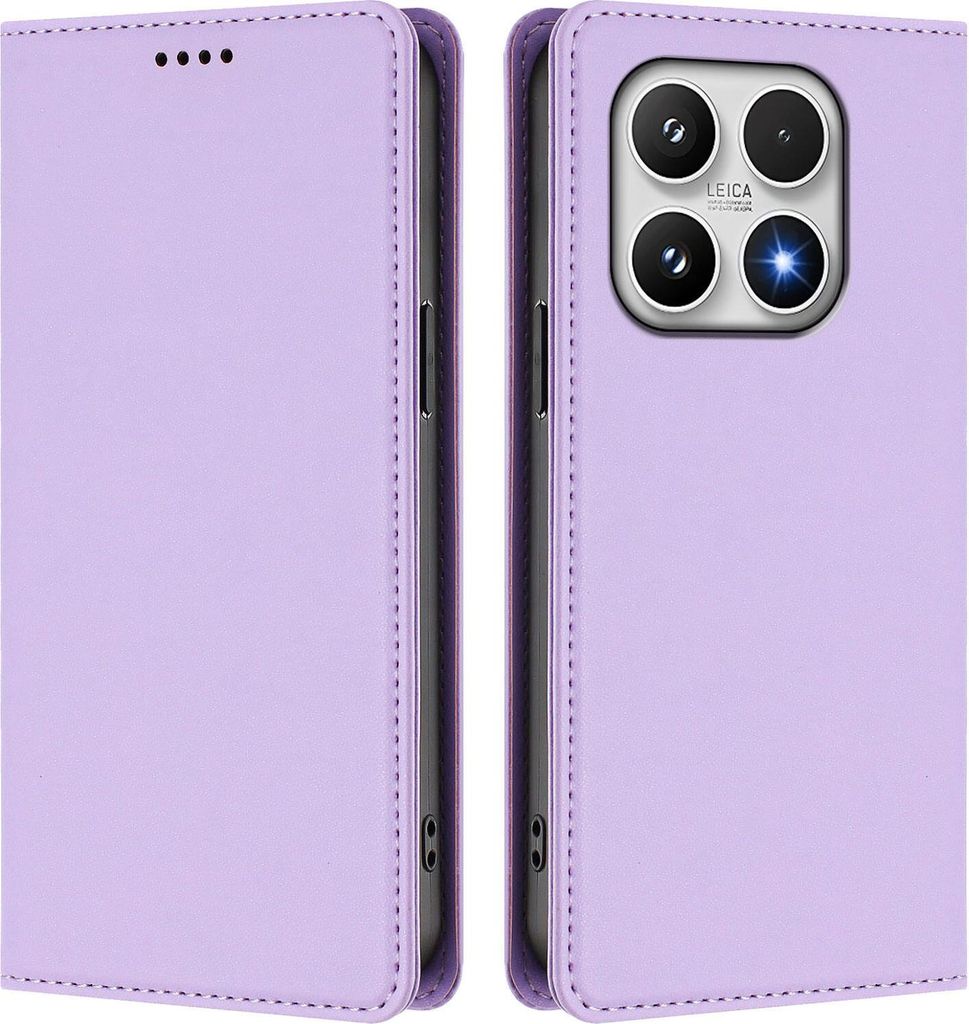 Handyhülle für Xiaomi 17, Kunstleder Klapphülle Stoßfeste Magnetische Hülle mit Ständer Violett