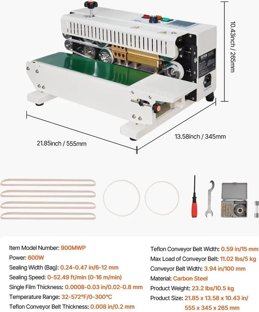 Scelleuse à bande horizontale robuste en acier avec dateur inclus - 7