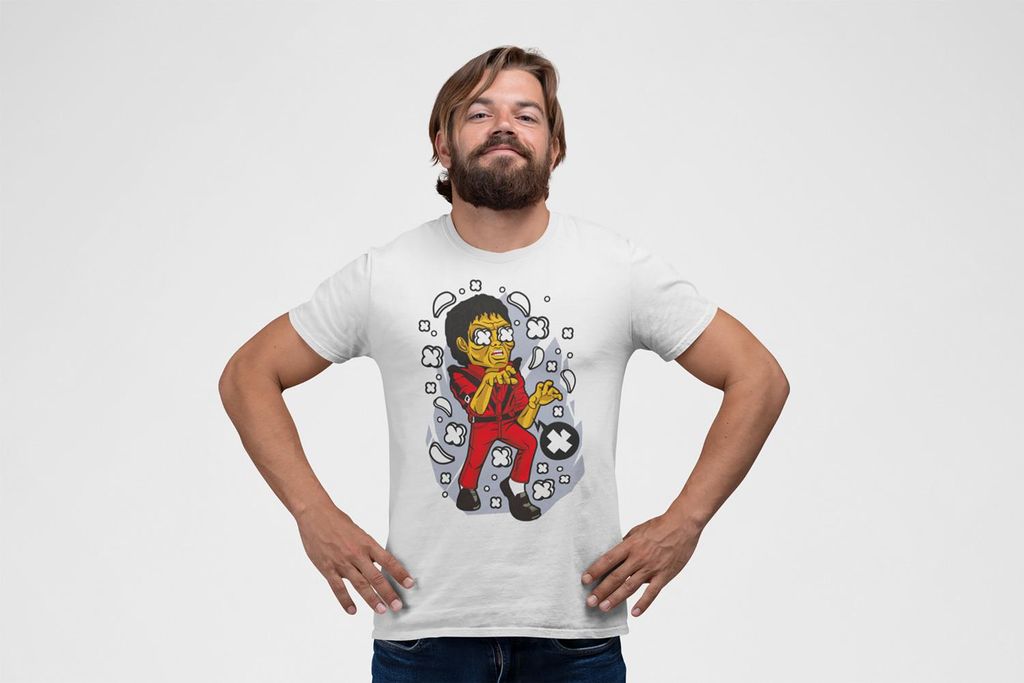 D&B Férfi Uni Polo PC00020 Michael Jackson Zombie Weiß-Größe L